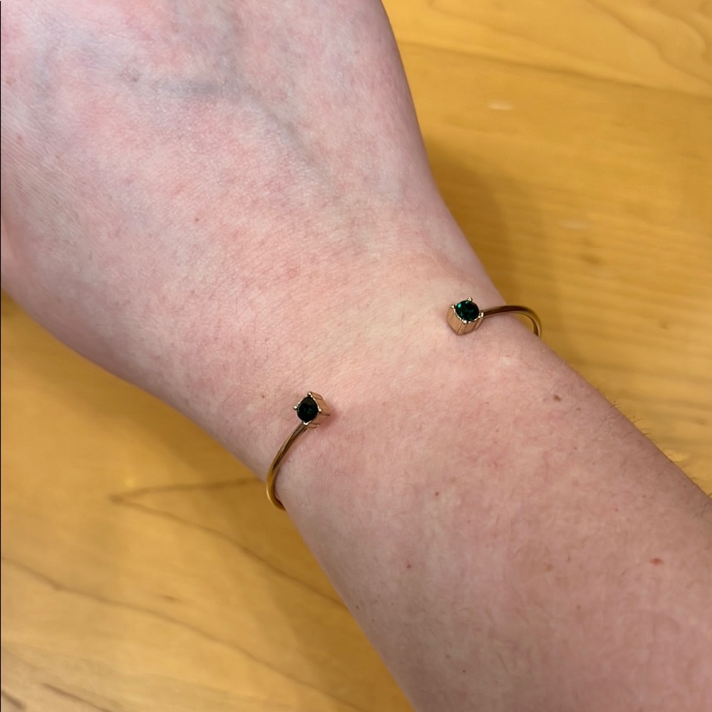 BOGO FREE • Gold Cuff Bracelet with Green Stones